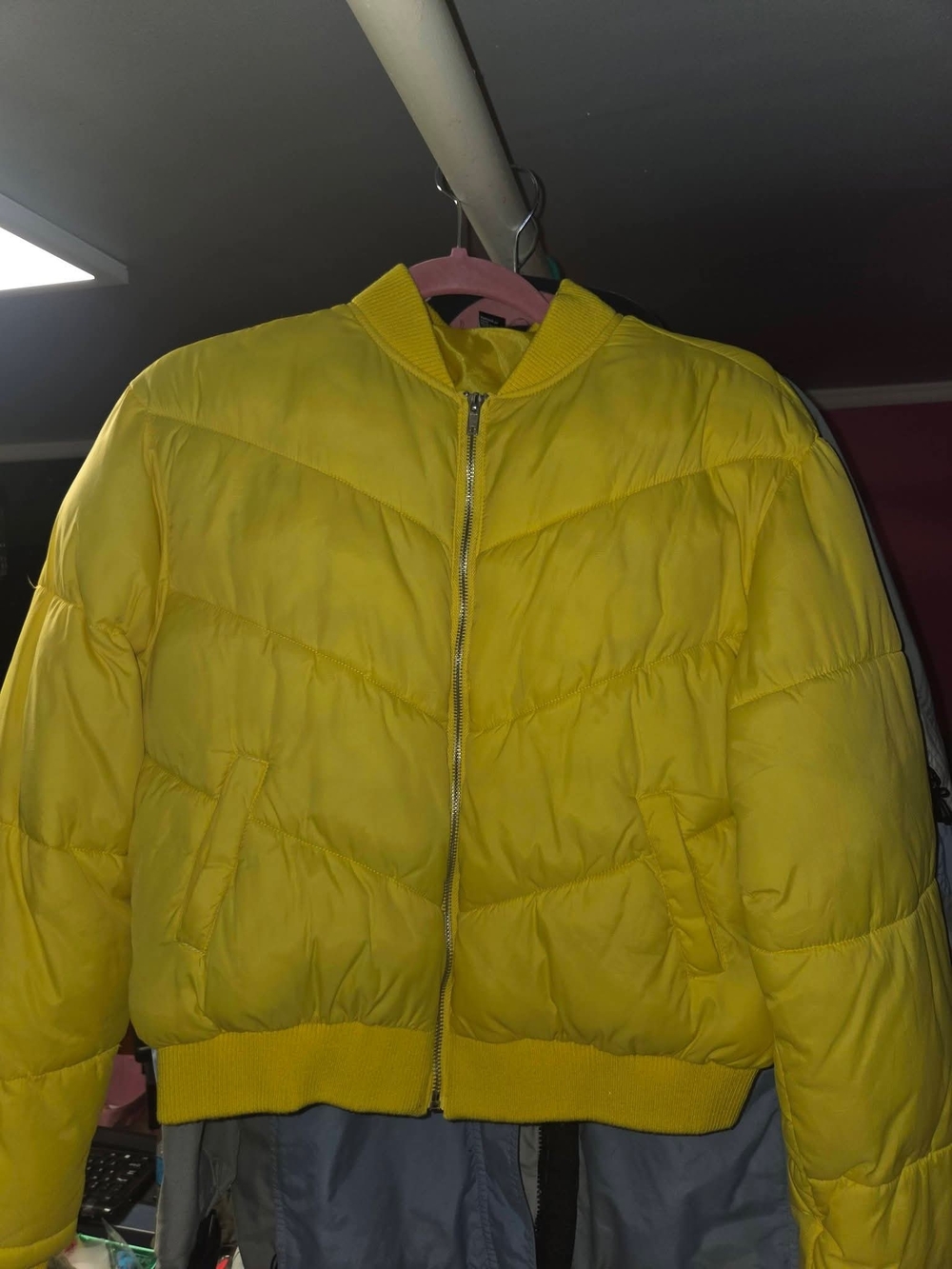 Forever 21 Yellow Quilted Puffer Jacket